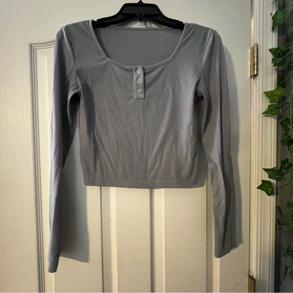 Gray Long Sleeve Women's Top